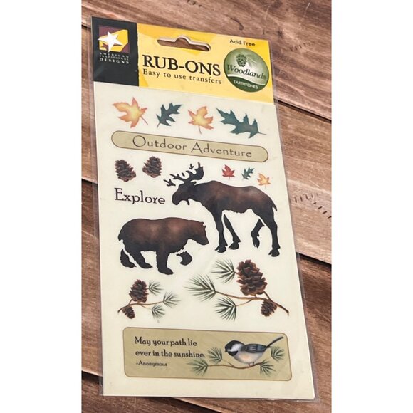 NATURE Rub Ons Outdoor Adventure Animal Transfers / STICKER MOOSE BEAR RO-1018 - Picture 1 of 3